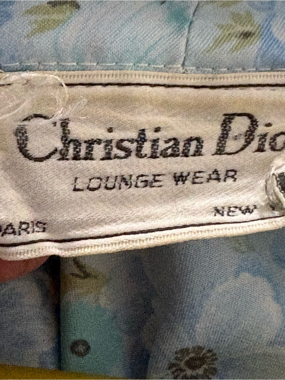 Vintage Christian Dior Lounge Wear Floral Robe Sz L Blue Teal Full Length Pocket - Picture 10 of 12